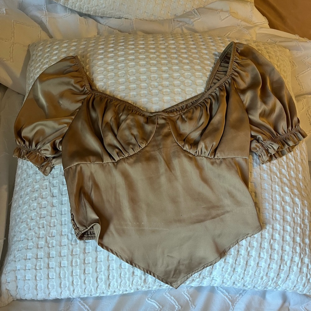 Gold satin Just Polly crop top
